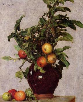 亨利 方丹 拉圖爾 Vase with Apples and Foliage 亨利 方丹 拉圖爾 Vase with Apples and Foliage
